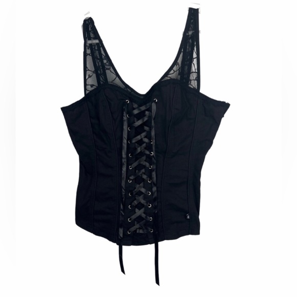 Royal Bones Tops - Royal Bones Black Lace-Up Camisole